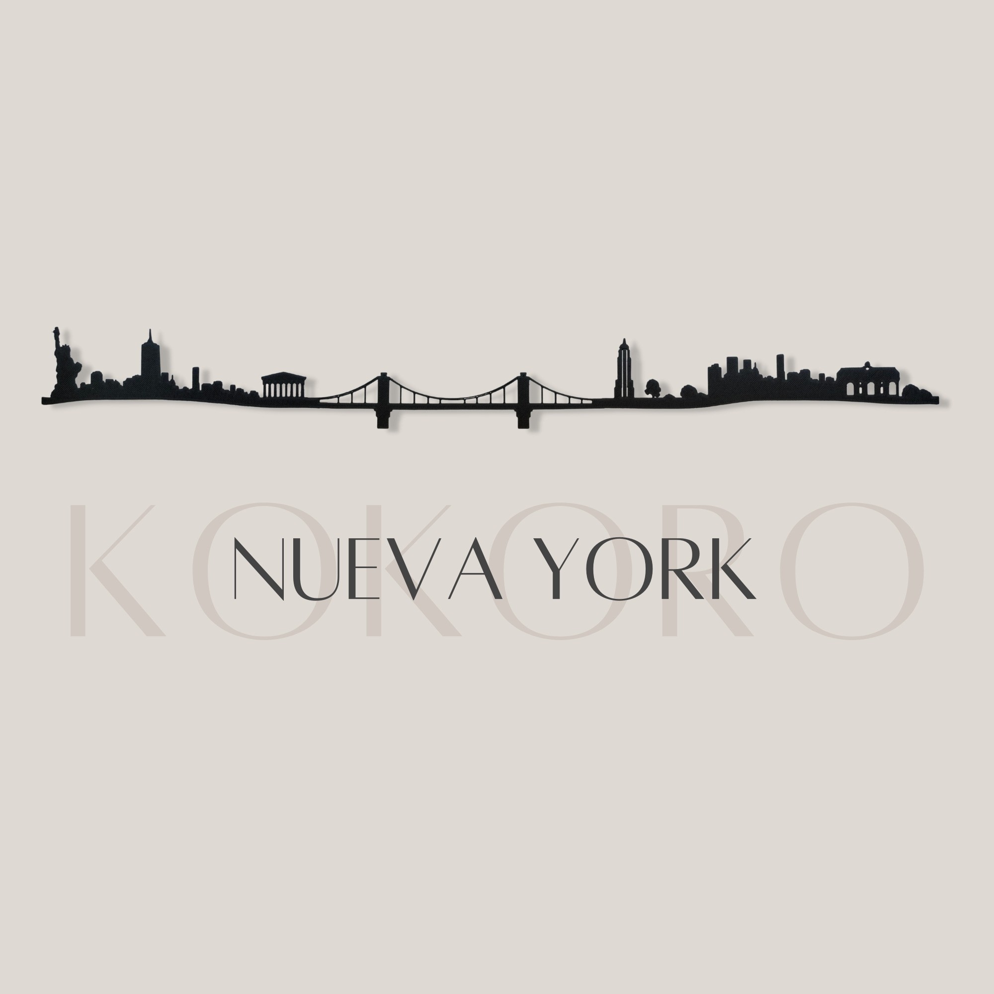Skyline de Nueva York hecho con material reciclado para decoración en pared