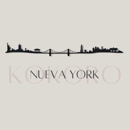 Skyline de Nueva York hecho con material reciclado para decoración en pared