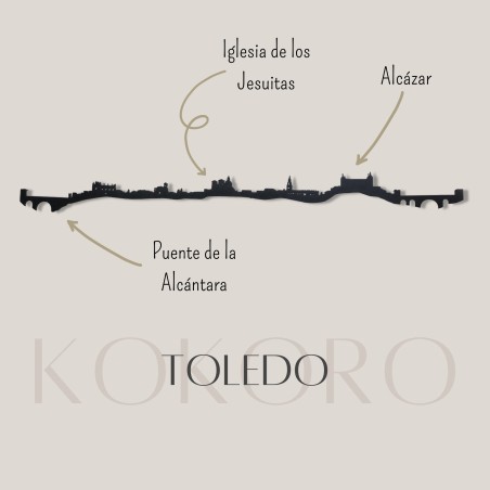 Skyline de Toledo hecho con material reciclado para decoración en pared