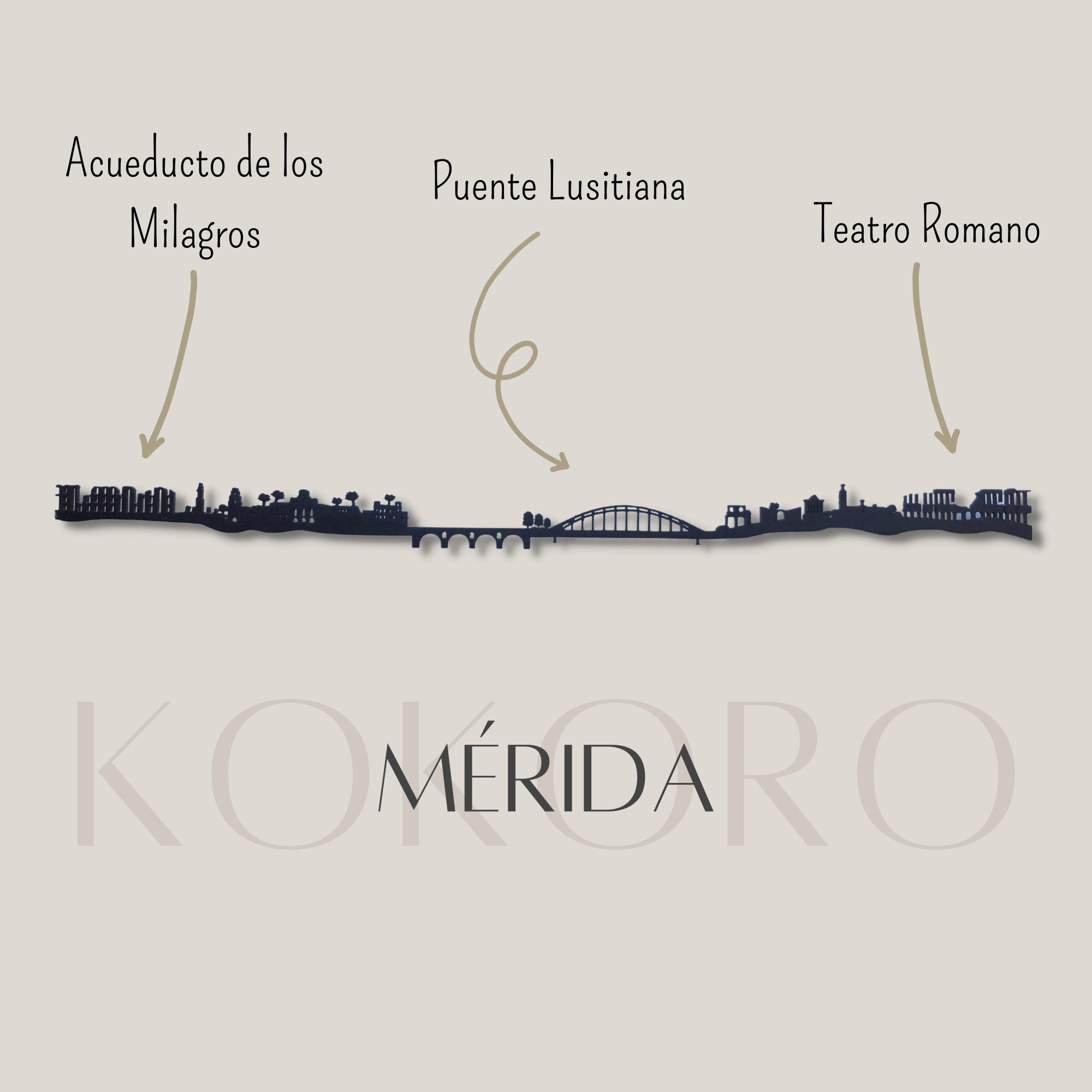 Skyline de Mérida hecho con material reciclado para decoración en pared