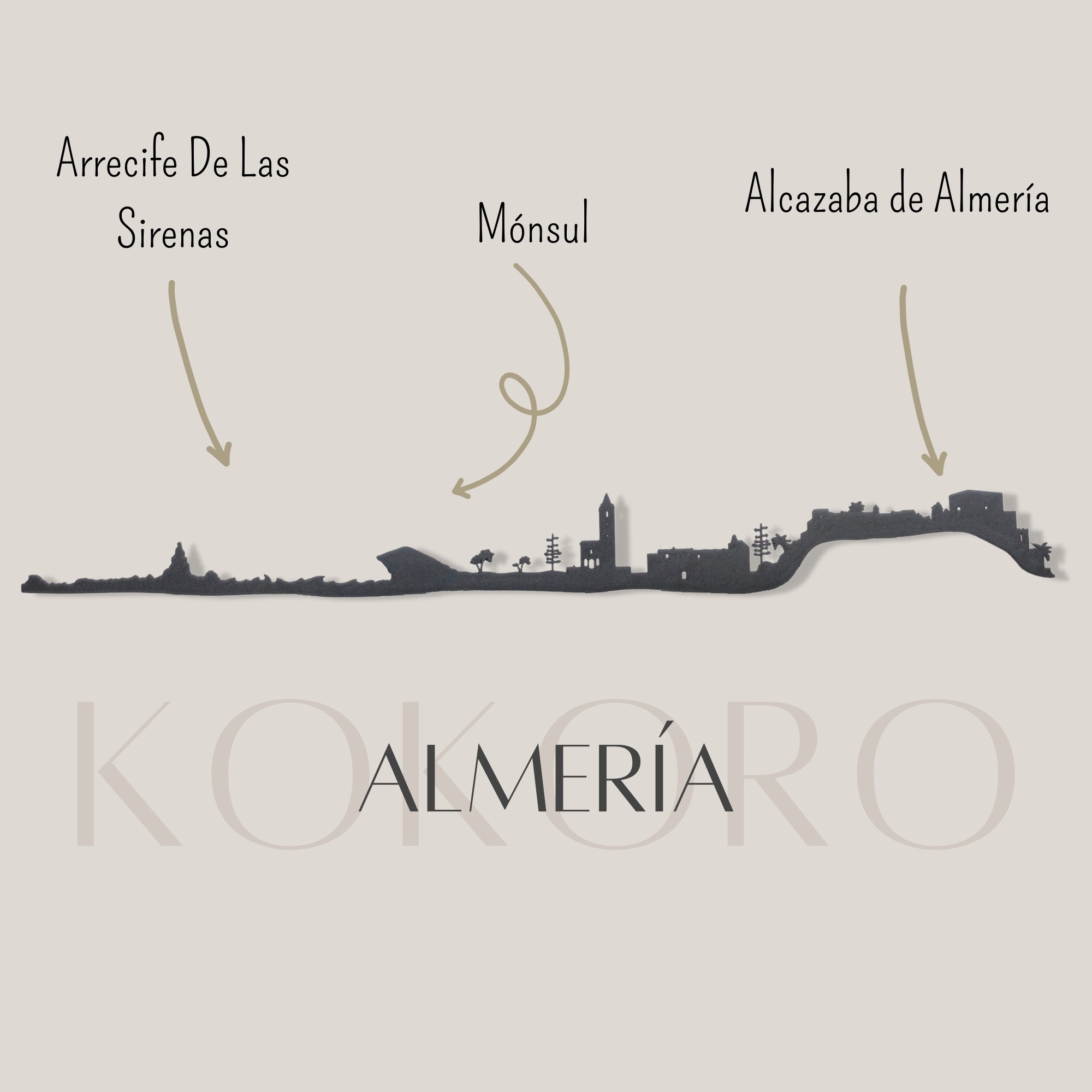 Skyline de Almería hecho de materiales reciclados y fabricado con impresión 3d