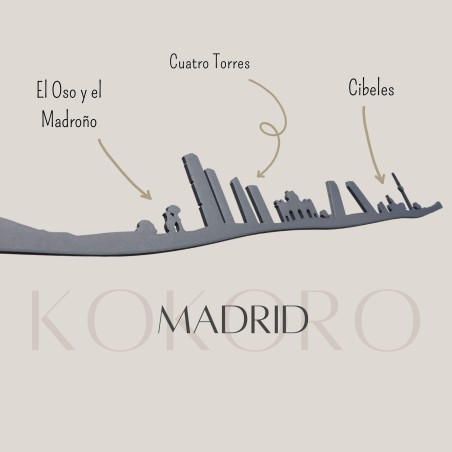 Skyline Madrid para pared color Gris