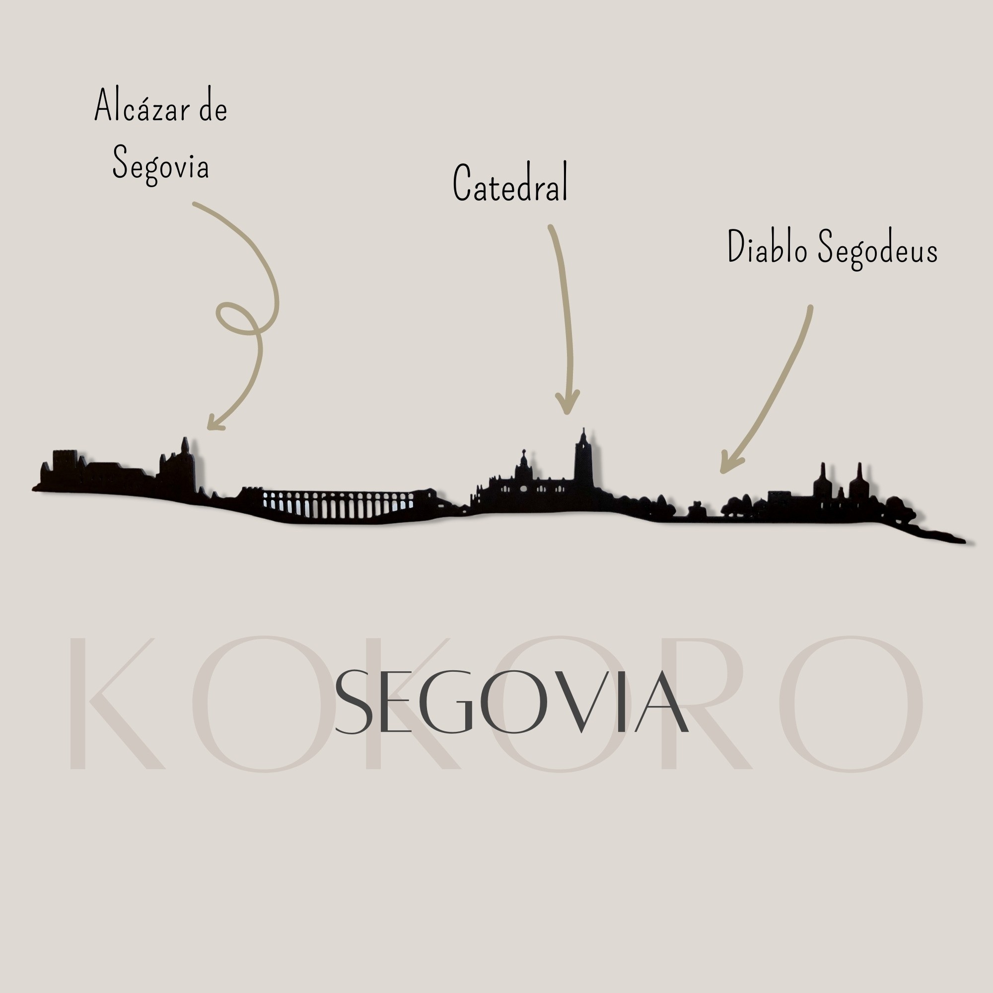 Skyline de Segovia hecho de materiales reciclados y fabricado con impresión 3d