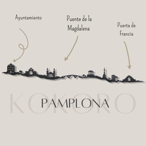 Skyline de Pamplona, silueta de decoración para pared de la capital de Navarra