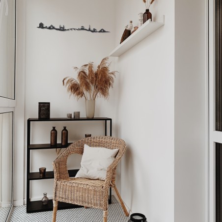 Skyline de Pamplona, silueta de decoración para pared de la ciudad hecho con materiales reciclados