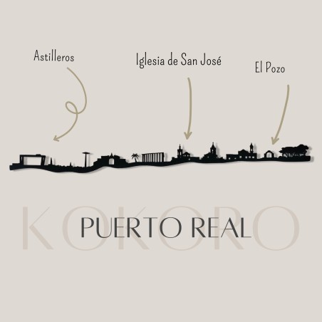 Skyline de Puerto Real para decoración de paredes con material reciclado