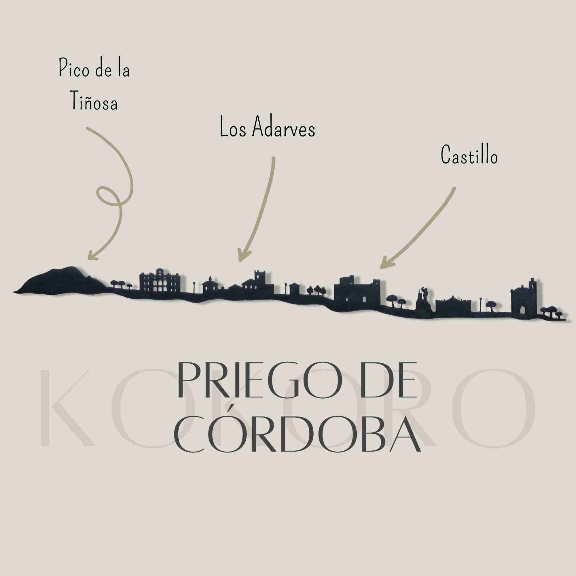 Skyline de Priego de Córdoba para decoración de paredes con material reciclado