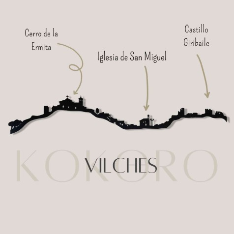 Skyline de Vilches para decoración de paredes con material reciclado