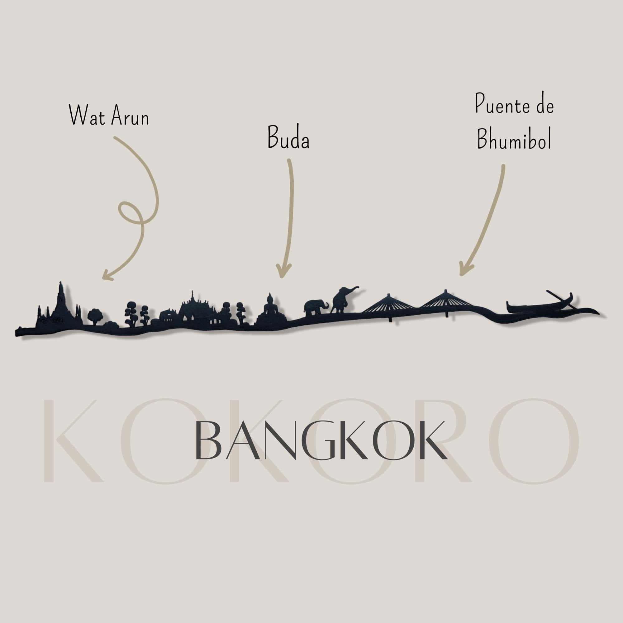 Skyline de Bangkok 3d hecho con materiales reciclados. Decoración pared, regalo original