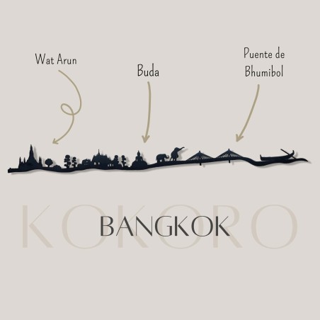 Skyline de Bangkok 3d hecho con materiales reciclados. Decoración pared, regalo original