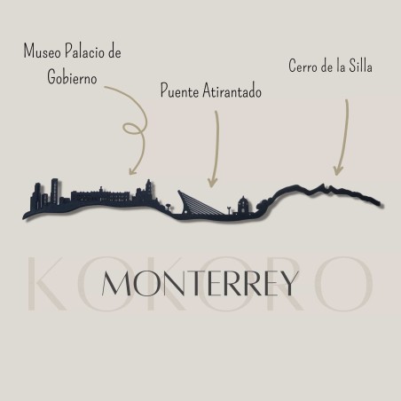 Skyline de Monterrey 3d hecho con materiales reciclados. Decoración pared, regalo original