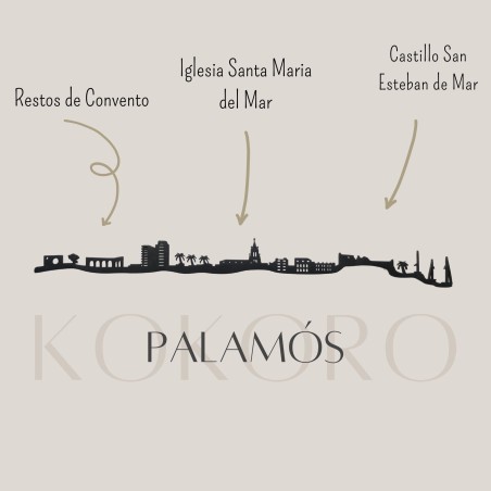 Skyline de Palamós 3d hecho con materiales reciclados. Decoración pared, regalo original