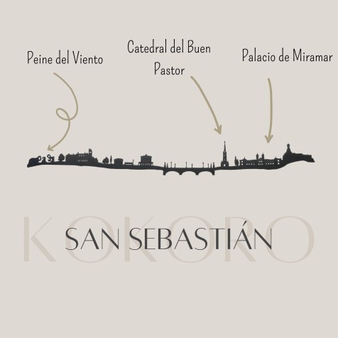 Skyline de San Sebastián 3d hecho con materiales reciclados. Decoración pared, regalo original