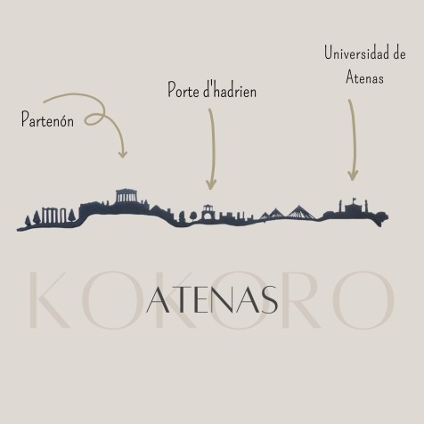 Skyline de Atenas 3d hecho con materiales reciclados. Decoración pared, regalo original