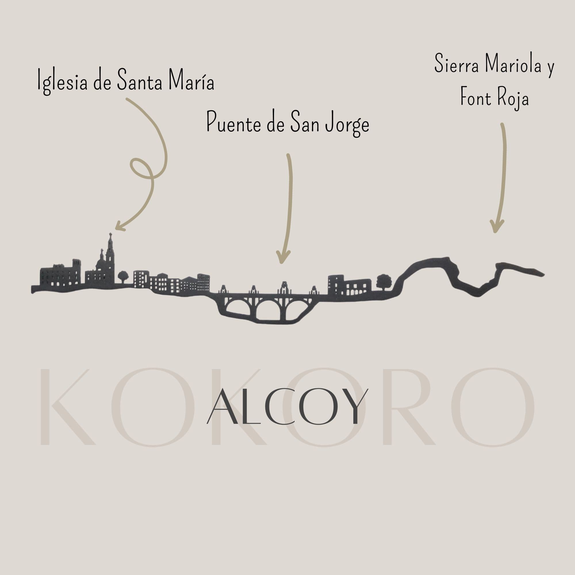 Skyline de Alcoy 3d hecho con materiales reciclados. Decoración pared, regalo original