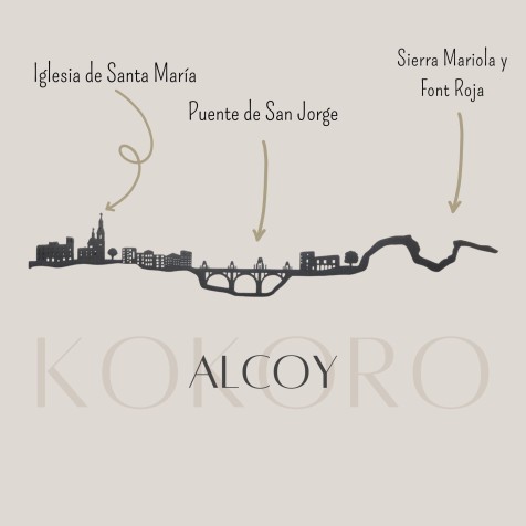 Skyline de Alcoy 3d hecho con materiales reciclados. Decoración pared, regalo original