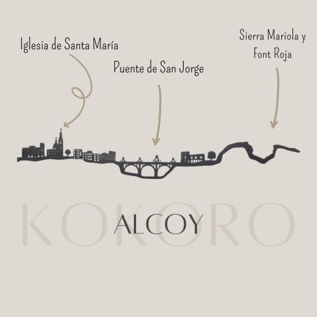 Skyline de Alcoy 3d hecho con materiales reciclados. Decoración pared, regalo original