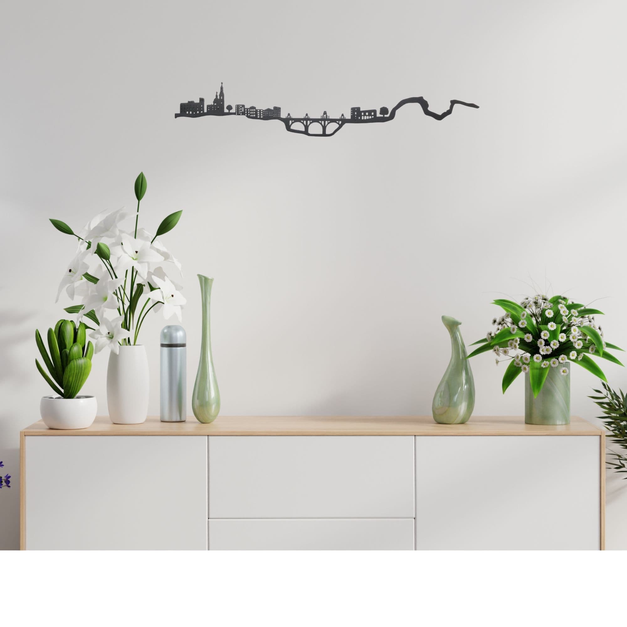 Skyline de Alcoy silueta de decoración para pared creado con impresión 3d a partir de plástico reciclado