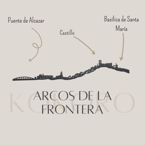 Skyline de Arcos de la Frontera 3d hecho con materiales reciclados. Decoración pared, regalo original