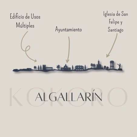 Skyline de Algallarín 3d hecho con materiales reciclados. Decoración pared, regalo original