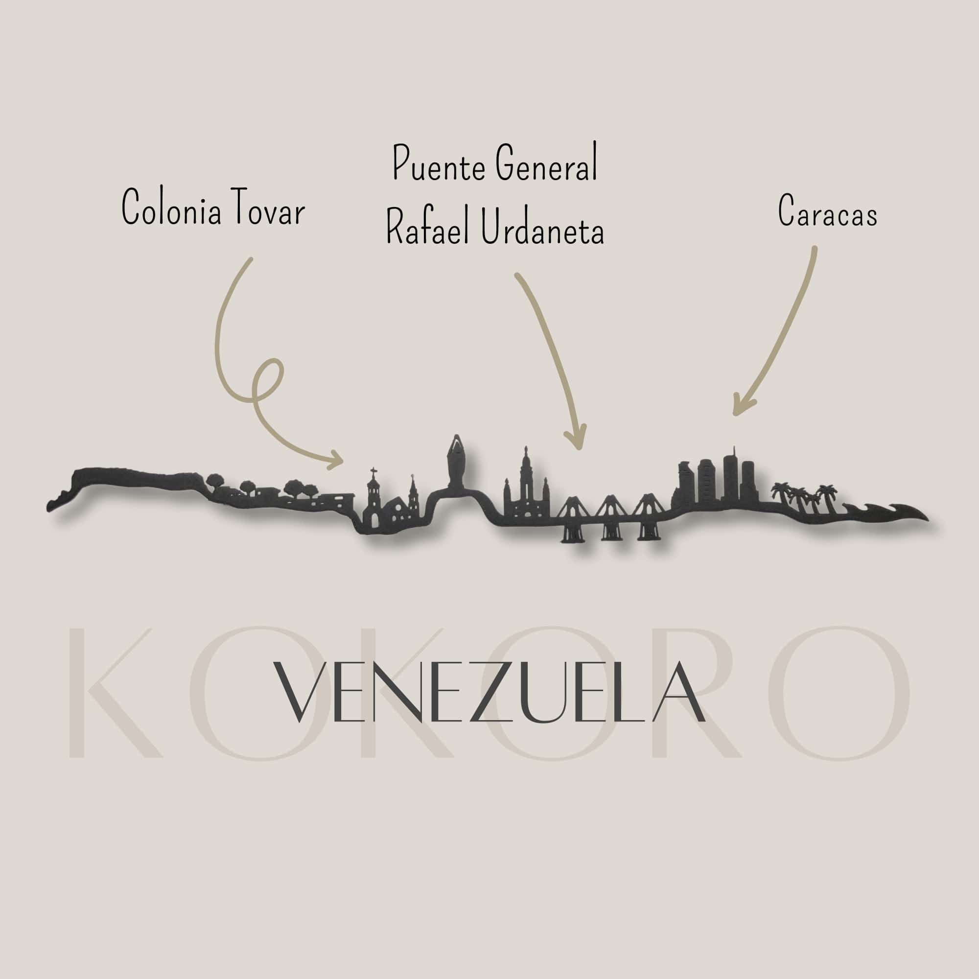 Skyline de Venezuela 3d hecho con materiales reciclados. Decoración pared, regalo original
