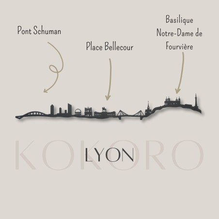Skyline de Lyon 3d hecho con materiales reciclados. Decoración pared, regalo original