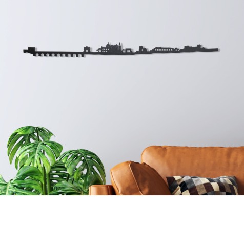 Skyline de Córdoba, silueta de decoración de pared hecho con materiales reciclados