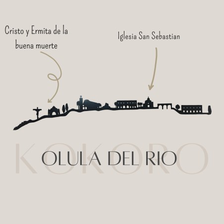 Skyline de Olula del Río 3d hecho con materiales reciclados. Decoración pared, regalo original